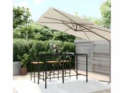 Garden Furniture Village Green-Green Ridge Mesa alta bar ratán PE y superficie vidrio 180x70x110 cm