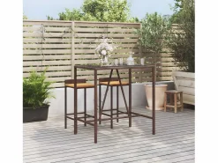 Hot Garden Furniture Village Green-Green Ridge Mesa alta bar superficie vidrio ratán PE marrón 110x70x110 cm Marru00f3n