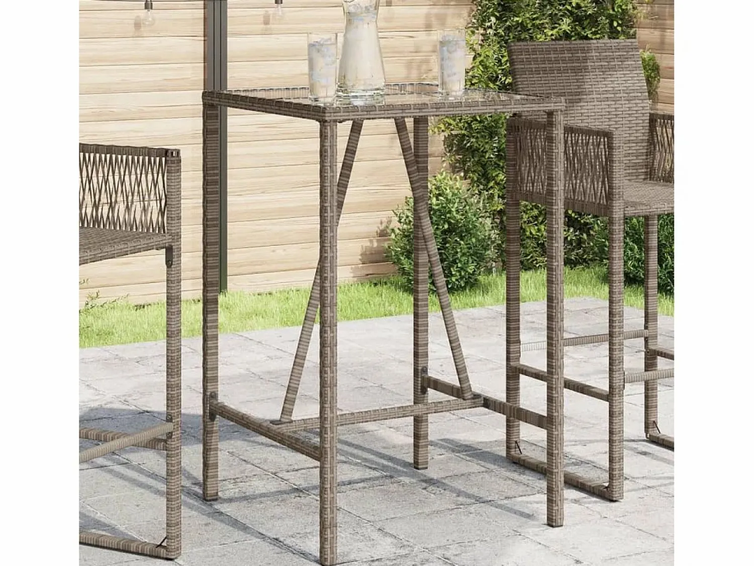 Garden Furniture Village Green-Green Ridge Mesa de bar de exterior ratán sintético 70x70x110 cm