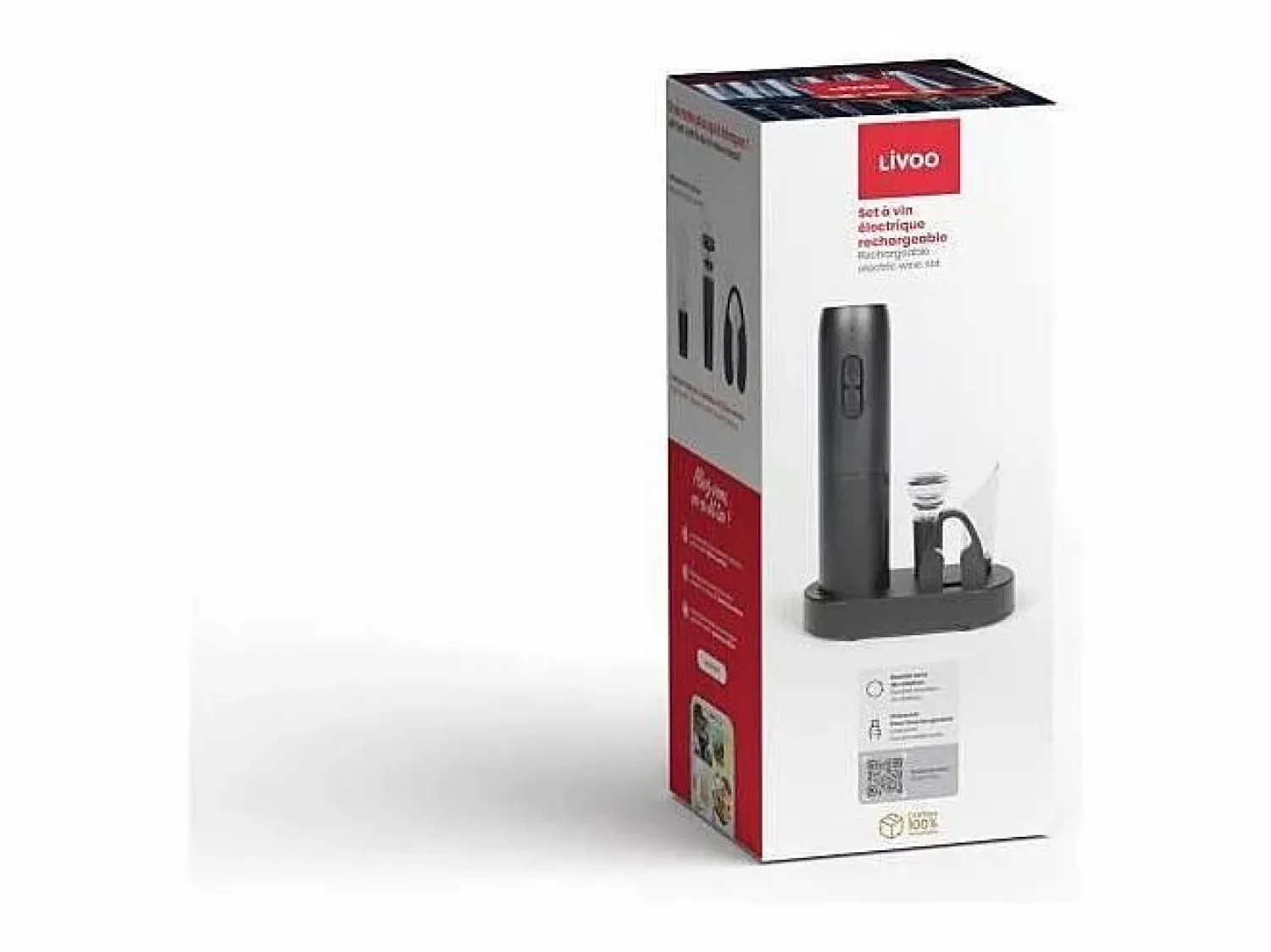 Best Livoo Vinoteca eléctrica recargable - Funcionamiento universal mediante botón pulsador - Capacidad para 30 botellas Gris