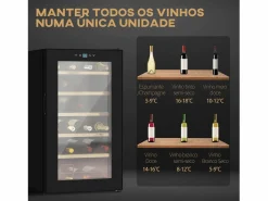 Clearance Homcom Vinoteca 65L 24 botellas 5-20ºC G 75 cm Negro
