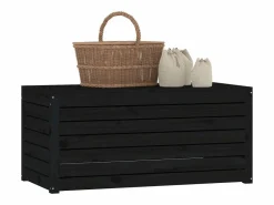 Clearance Garden Furniture Violeta Baúl de jardín madera maciza de pino 101x50,5x46,5 cm Negro