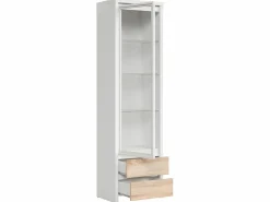 Discount Petits-Meubles Vitrina 1 puerta 2 cajones Soren Blanco y Madera Color natural claro / Blanco