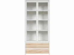 Petits-Meubles Vitrina 2 puertas 2 cajones Soren Blanco y Madera