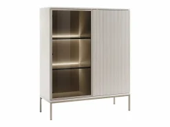 Vente-unique Vitrina 2 puertas con luces LED en MDF y vidrio ahumado - y negro - OVILA