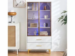 Online Vitrina 2 puertas de cristal - LED - 70 x 35 x 150 cm - Tablero de partículas - Vitrina