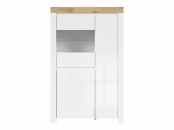 Discount Petits-Meubles Vitrina 3 puertas Hella Blanca y Madera Blanco