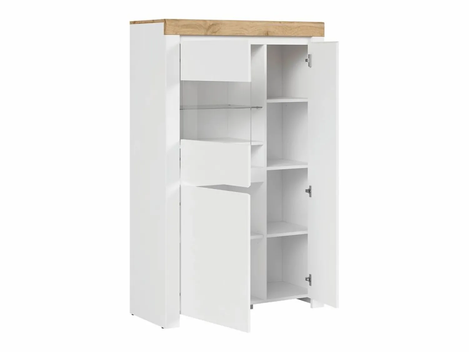 Discount Petits-Meubles Vitrina 3 puertas Hella Blanca y Madera Blanco