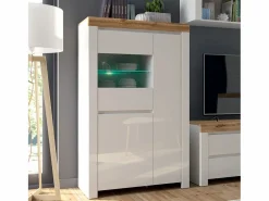 Discount Petits-Meubles Vitrina 3 puertas Hella Blanca y Madera Blanco