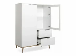 Online Calicosy Vitrina 2 puertas y 2 cajones - Al. 140 cm - Copenhague Blanco