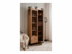 Discount Calicosy Vitrina 2 Puertas y 2 Cajones Decoración Roble L92 cm - Lublin Marru00f3n