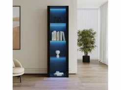 Hauss Spole Vitrina alta con 3 estantes de cristal, cuerpo de MDF lacado en , LED incluido - 55x38x166cm