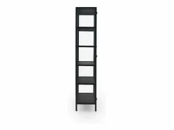 Outlet Vitrina alta puertas y laterales de cristal estructura metal negra Negro