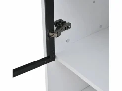 Hauss Spole Vitrina alta 80x34x180 cm blanca con cajón, puertas de cristal e iluminación LED