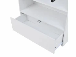 Hauss Spole Vitrina alta 80x34x180 cm blanca con cajón, puertas de cristal e iluminación LED