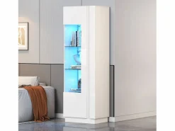 ModernLuxe Vitrina alto brillo 60×40×180 cm - con iluminación LED - 1 puerta -