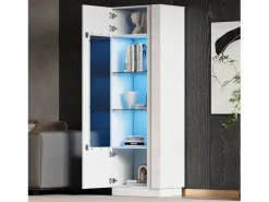 ModernLuxe Vitrina alto brillo 60×40×180 cm - con iluminación LED - 1 puerta -