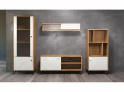 Clearance Les Tendances Vitrina artesanal Kidou roble y blanco mate 123 cm Multicolor