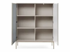 Vitrina baja moderna con frente acanalado, 104×126×39 cm, Cachemira / Oro