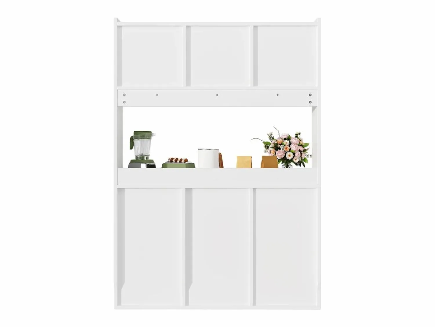 Discount Vitrina blanca - Mueble de comedor con 5 puertas y 1 cajón - estantes regulables y luces LED Vitrina