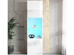 Discount Vitrina blanca - Vitrina con 2 puertas y luces LED - almacenaje abierto - para salón y dormitorio Vitrina
