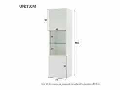 Discount Vitrina blanca - Vitrina con 2 puertas y luces LED - almacenaje abierto - para salón y dormitorio Vitrina