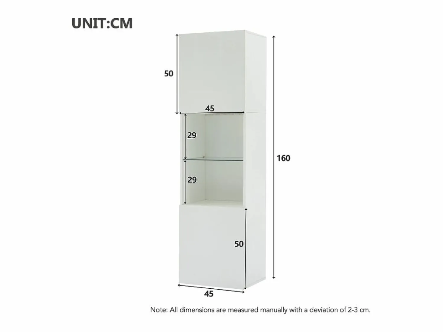 Discount Vitrina blanca - Vitrina con 2 puertas y luces LED - almacenaje abierto - para salón y dormitorio Vitrina