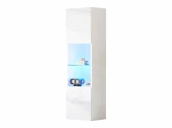 Discount Vitrina blanca - Vitrina con 2 puertas y luces LED - almacenaje abierto - para salón y dormitorio Vitrina