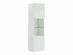 Discount Vitrina blanca - Vitrina con 2 puertas y luces LED - almacenaje abierto - para salón y dormitorio Vitrina