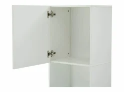 Hauss Spole Vitrina blanca alto brillo con 2 puertas y 1 estante de cristal, LED incluido - 45x35x160cm