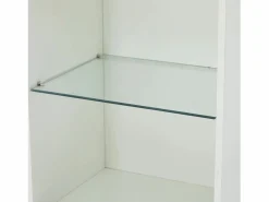 Hauss Spole Vitrina blanca alto brillo con 2 puertas y 1 estante de cristal, LED incluido - 45x35x160cm