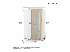 Hauss Spole Vitrina blanca 74x40x120cm con 3 puertas, 1 de ellas acrílica, estantes de cristal, LED incluido Blanco