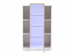 Hauss Spole Vitrina blanca 74x40x120cm con 3 puertas, 1 de ellas acrílica, estantes de cristal, LED incluido Blanco