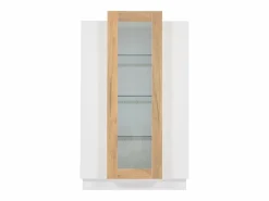 Hauss Spole Vitrina blanca 74x40x120cm con 3 puertas, 1 de ellas acrílica, estantes de cristal, LED incluido Blanco