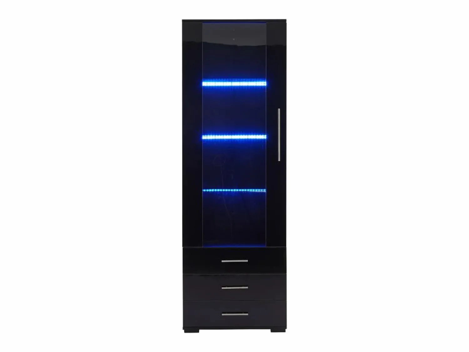 Outlet Vitrina brillante - con LED - 3 cajones y estantes - 60x35x180 cm - MDF - Vitrina