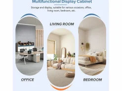 Clearance Merax Vitrina brillante con LED - 55 x 38 x 166 cm - 3 estantes de cristal - armarios altos de almacenaje - aglomerado - Negro