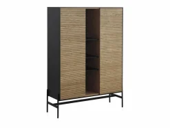 Vitrina chapada en madera de fresno color con puertas en natural