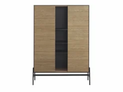 Vitrina chapada en madera de fresno color con puertas en natural