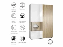 Online Vitrina Cómoda Morena, cuerpo en blanco mate/ puerta derecha e inserción con apariencia de óxido de hormigón Vitrina