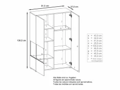 Online Vitrina Cómoda Morena, cuerpo en blanco mate/ puerta derecha e inserción con apariencia de óxido de hormigón Vitrina