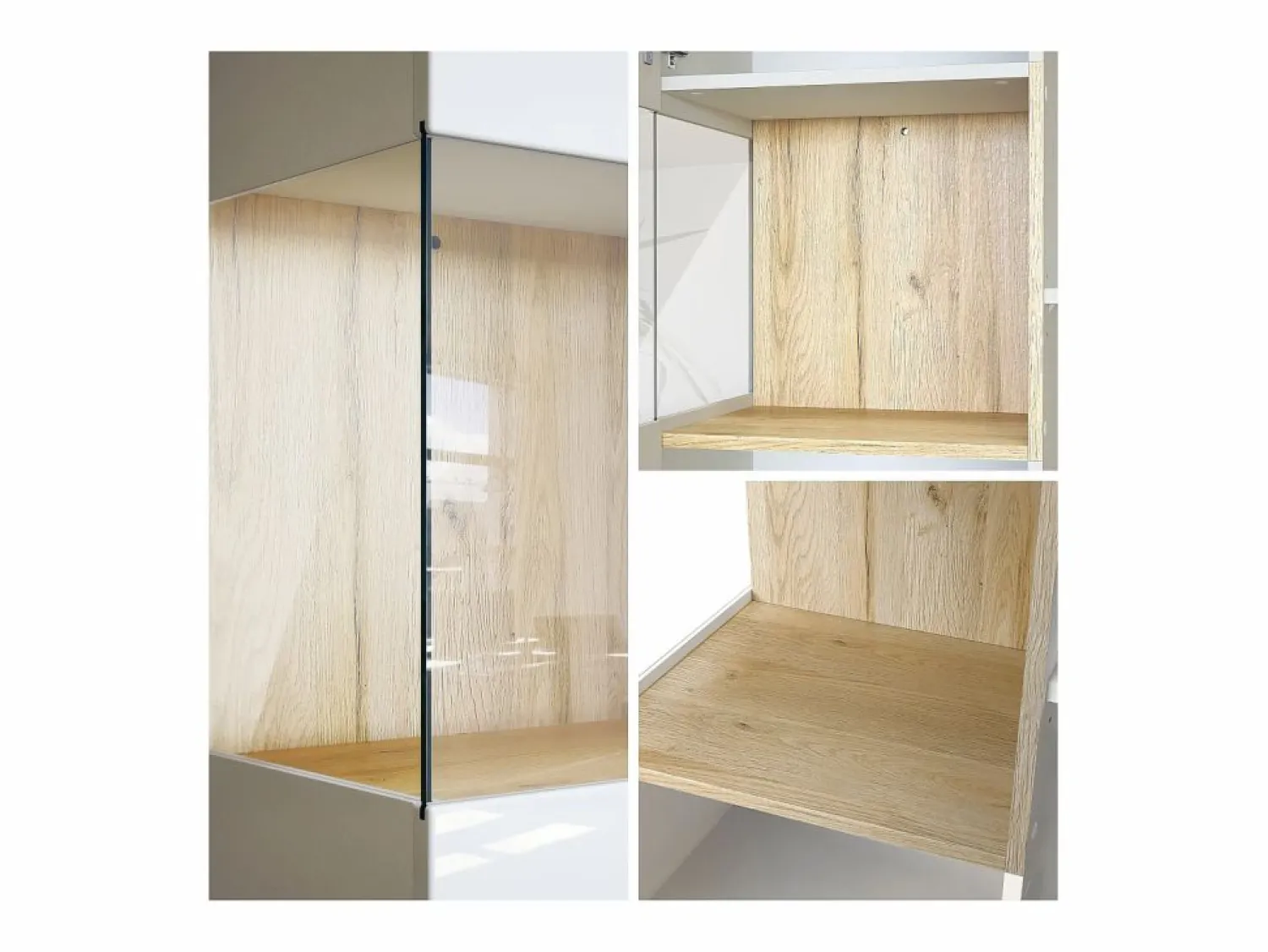 Online Vitrina Cómoda Morena, cuerpo en blanco mate/ puerta derecha e inserción con apariencia de óxido de hormigón Vitrina