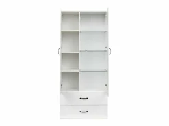 Discount ModernLuxe Vitrina con 2 puertas y 2 cajones y LED - Alto 180cm - Blanco