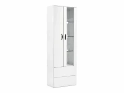 Discount ModernLuxe Vitrina con 2 puertas y 2 cajones y LED - Alto 180cm - Blanco