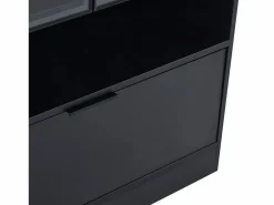 New Merax Vitrina con 3 puertas y 1 compartimento - 80 x 35 x 120 cm - LEDs - Tablero de partículas y cristal - Negro
