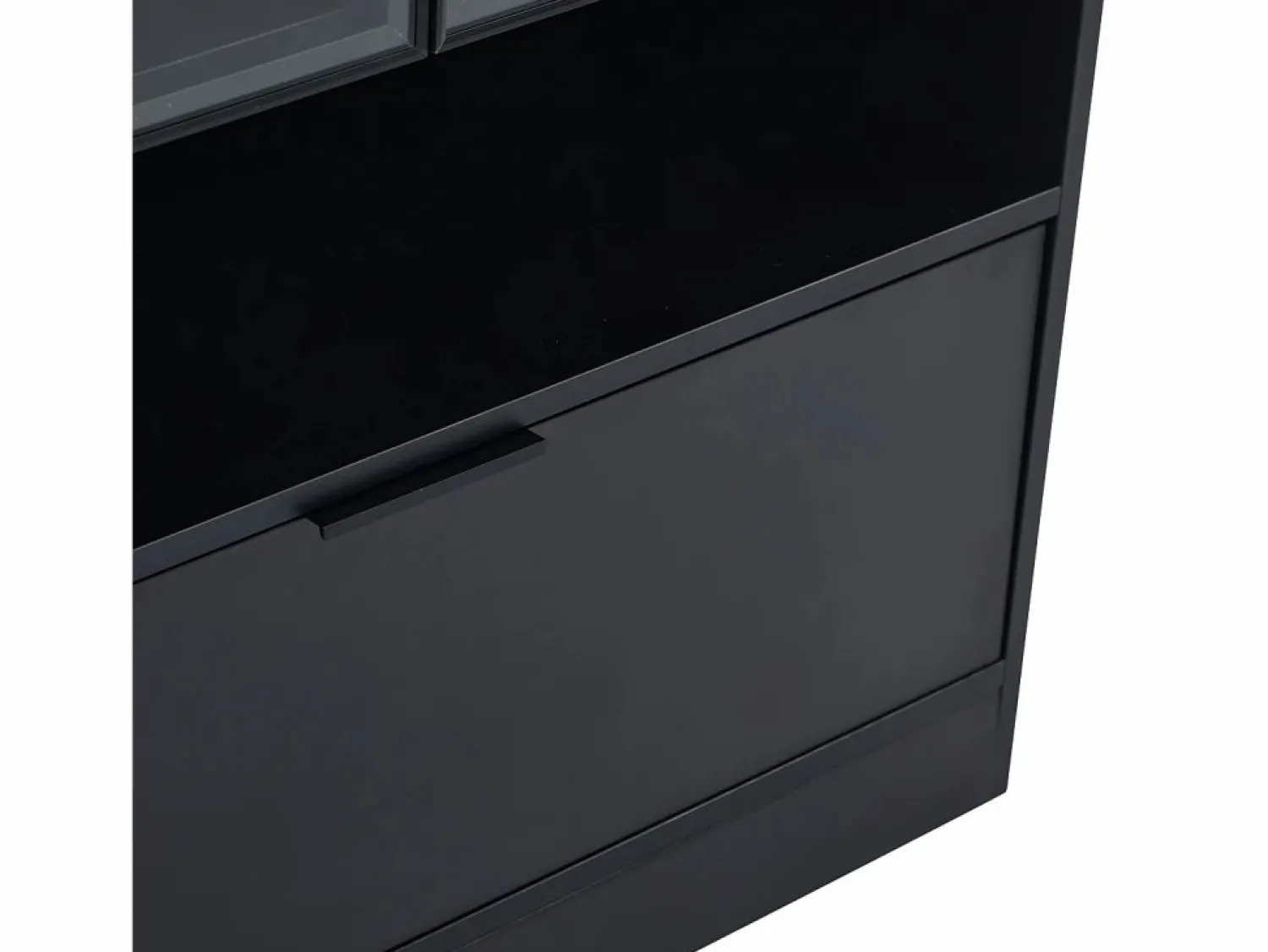New Merax Vitrina con 3 puertas y 1 compartimento - 80 x 35 x 120 cm - LEDs - Tablero de partículas y cristal - Negro
