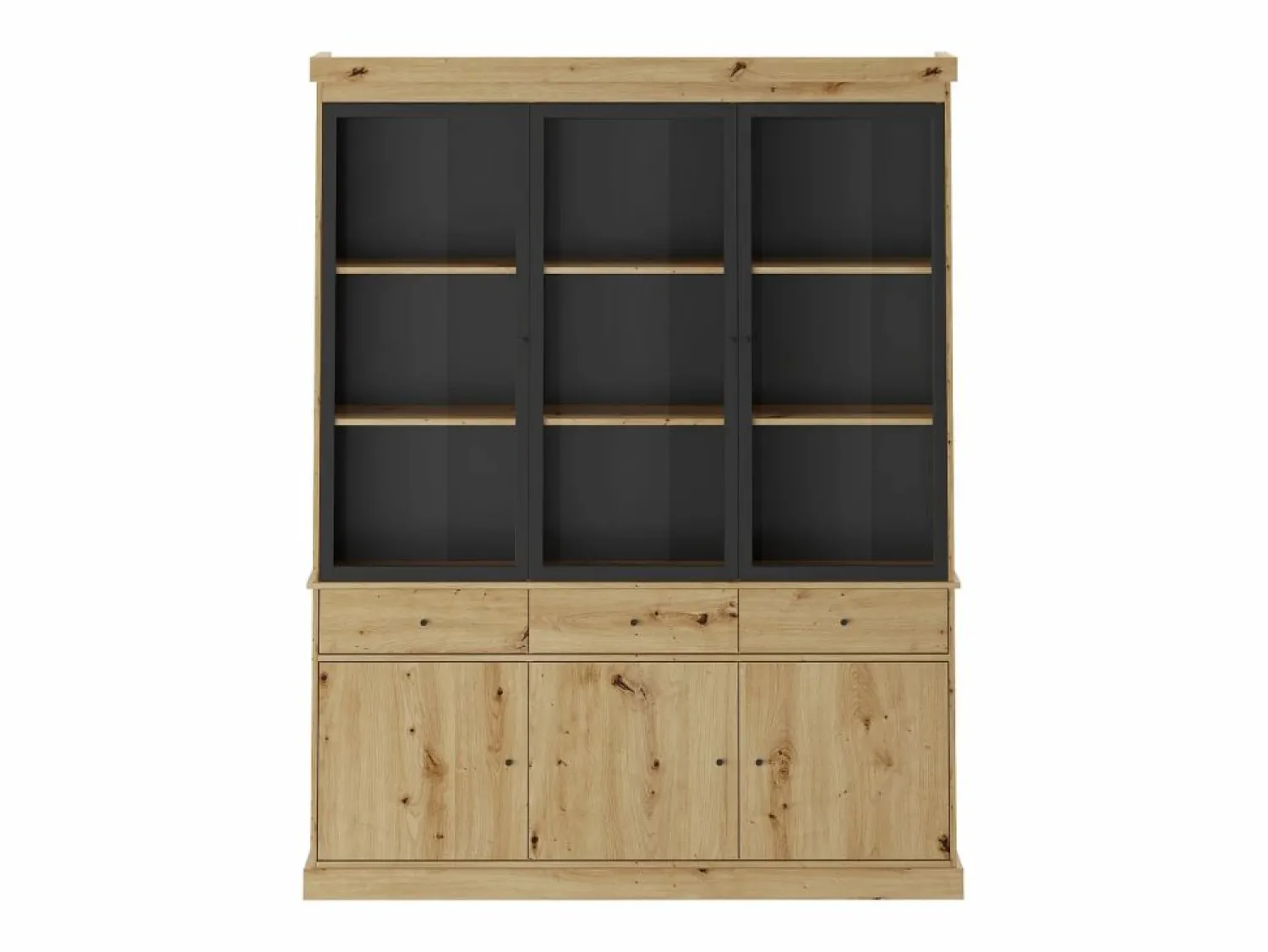 Vente-unique Vitrina con almacenamiento y LEDs - Natural y negro - MARSORIA