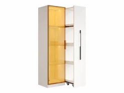 Clearance Vitrina con LED 70x40x160 cm - 1 puerta de vidrio y 1 cajón lateral deslizante - Ruedas - MDF + vidrio - Vitrina