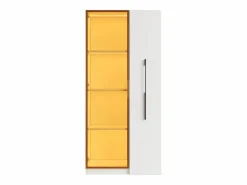 Clearance Vitrina con LED 70x40x160 cm - 1 puerta de vidrio y 1 cajón lateral deslizante - Ruedas - MDF + vidrio - Vitrina