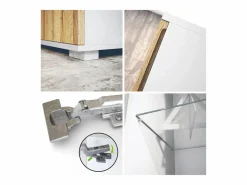 Vitrina Davos, vitrina independiente con 3 estantes de cristal y 8 compartimentos, mate/ mate (71,5 x 134 x 35 cm)