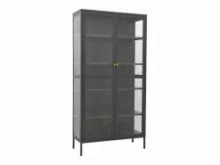 vidaxl Vitrina de acero y vidrio templado 90x40x180 cm